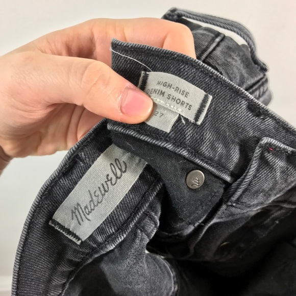 Madewell high rise denim boy shorts in faded black - Picture 5 of 5